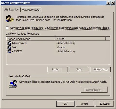 konta uzytkownikow w XP