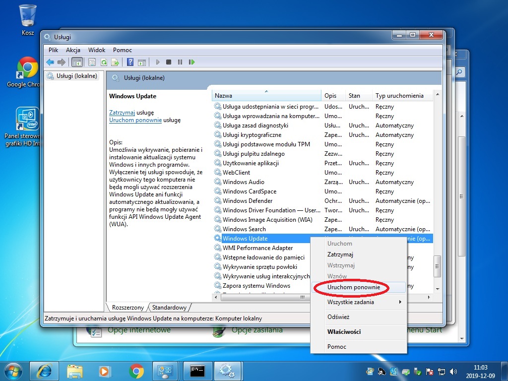 03uruchom ponownie usluge zaznacz