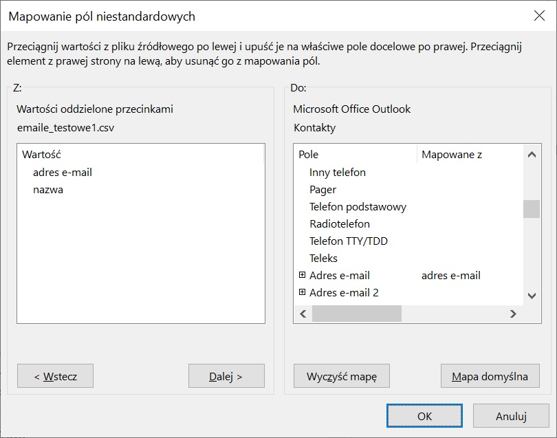 mapowanie niestandardowe
