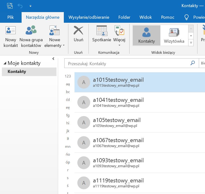 zaimportowane kontakty