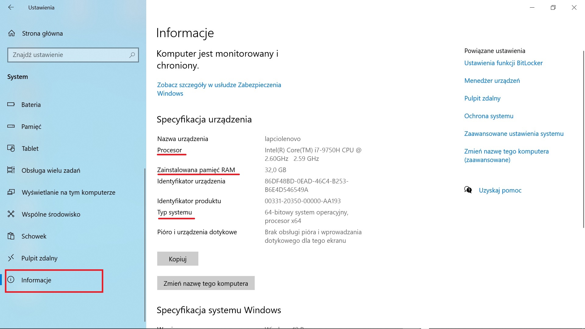 specyfikacja urzadzenia red